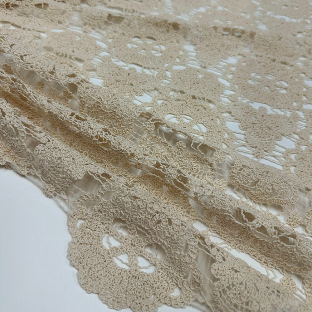Tissu Crochet, Coton - Crème, Filena