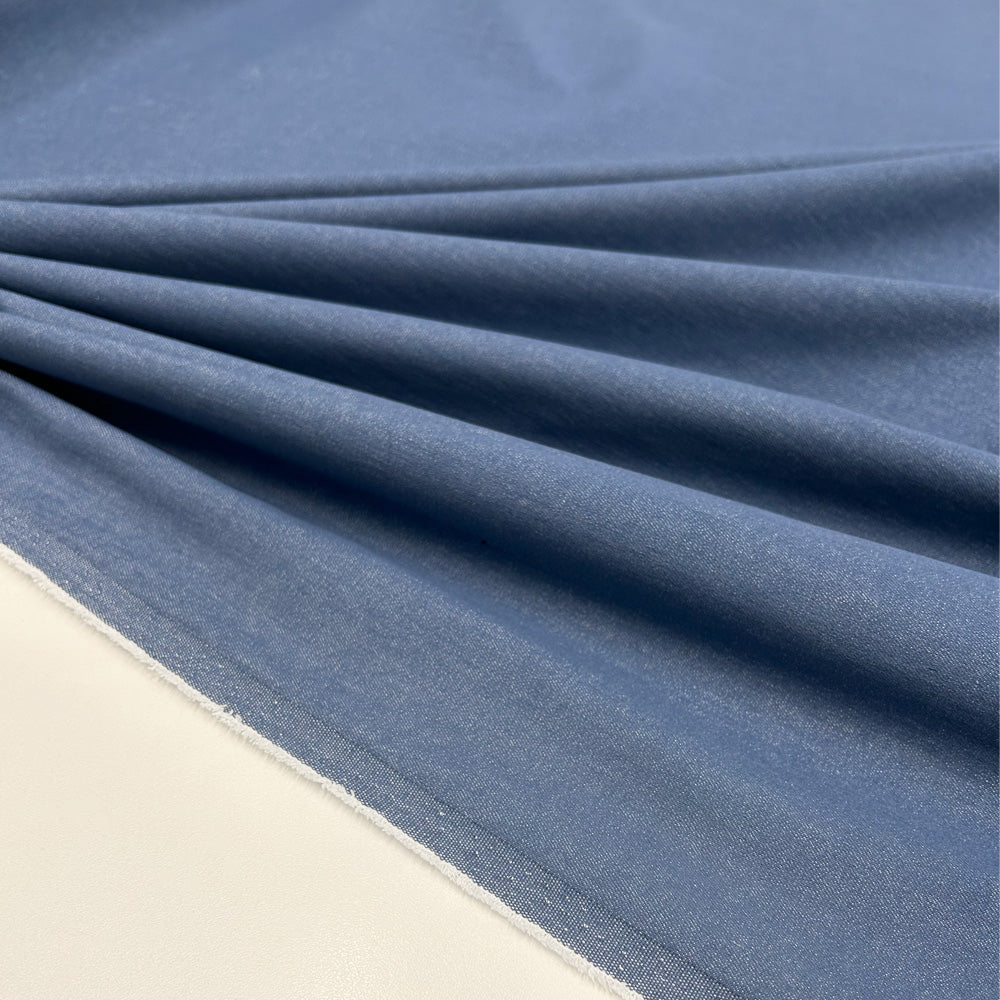 Tissu Denim Léger Stretch, Coton Bleu, Delfino – Torretto Tessuti