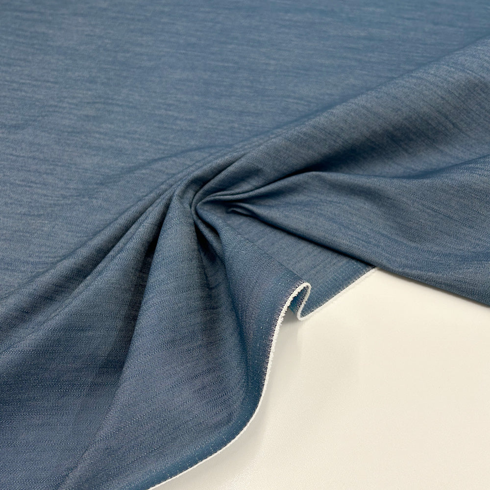 Tissu Denim Léger Stretch, Coton - Bleu, Leo