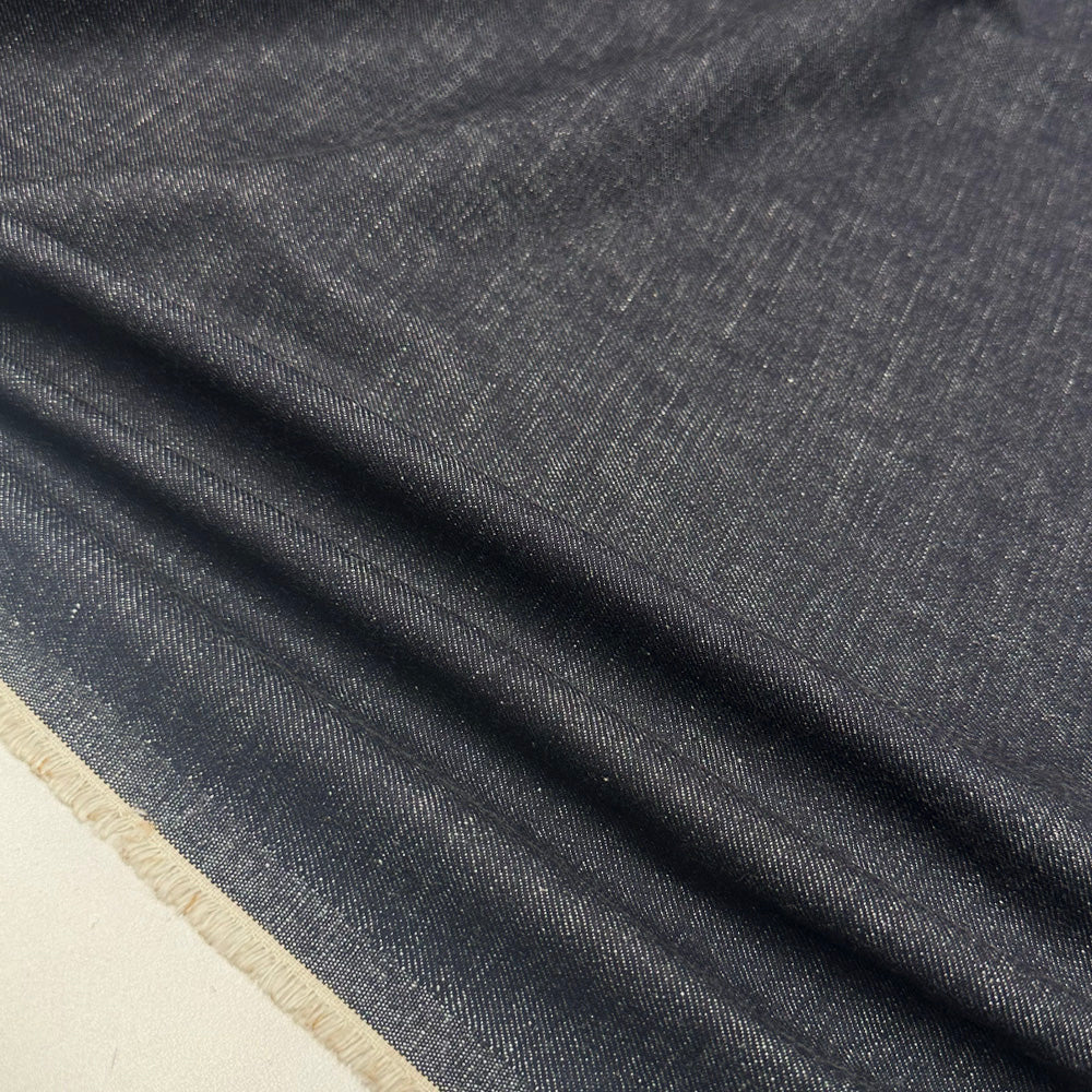 Tissu Denim Souple Medium, Coton - Bleu Tempête, Adone