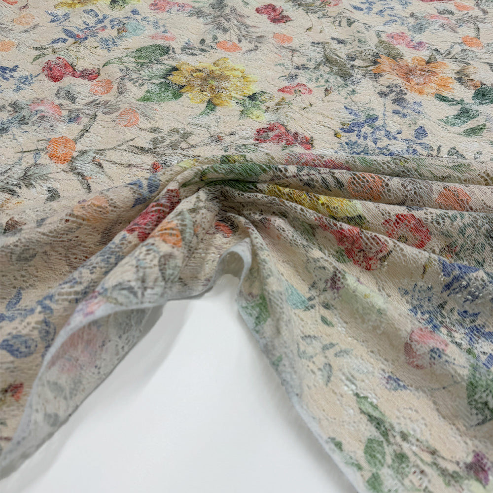 Dentelle Coton, Stretch - Floral, Geranio