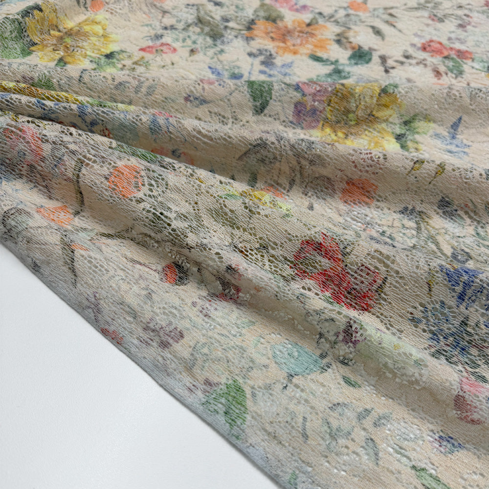Dentelle Coton, Stretch - Floral, Geranio