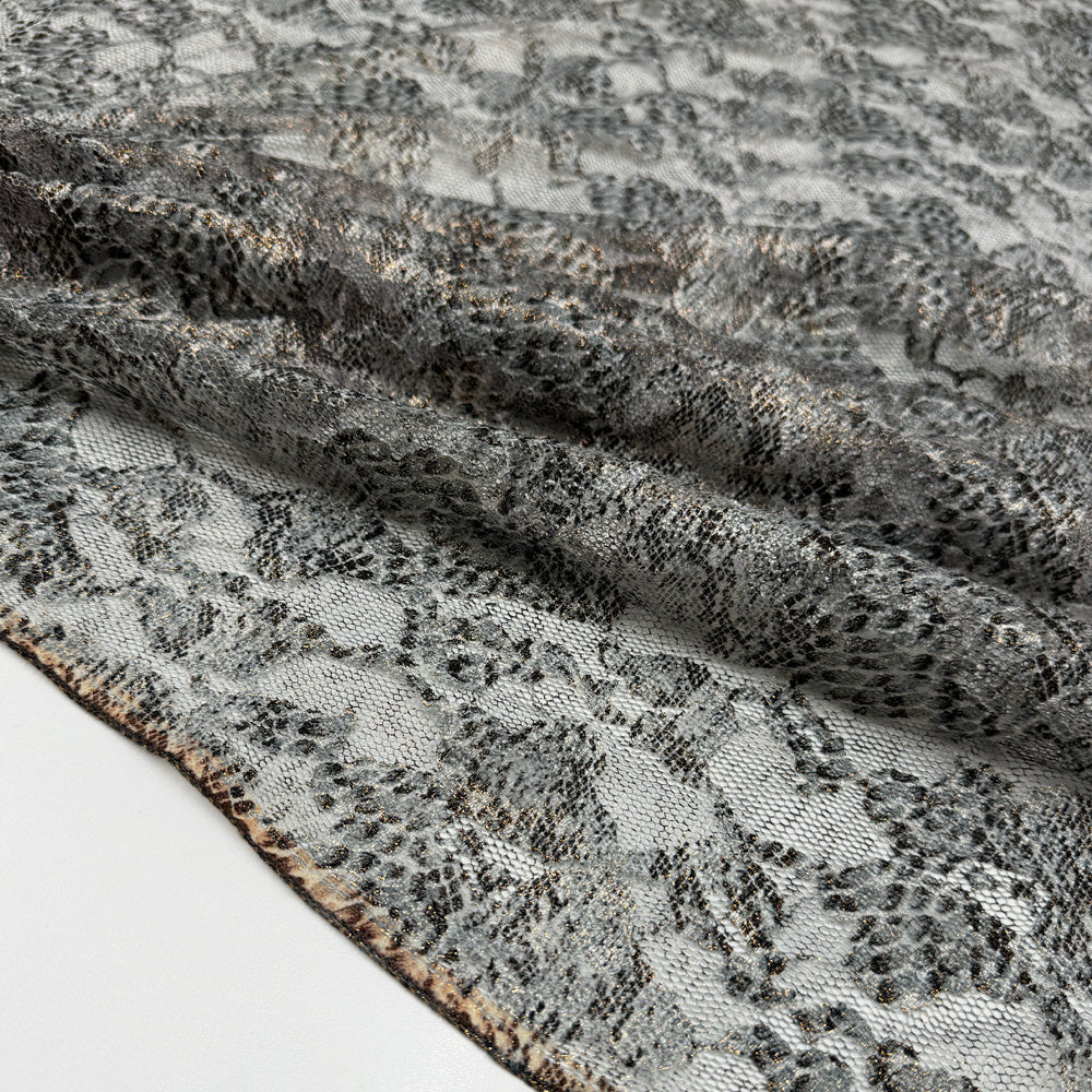 Tissu Dentelle, Enduit - Animalier Métallisé, Zina