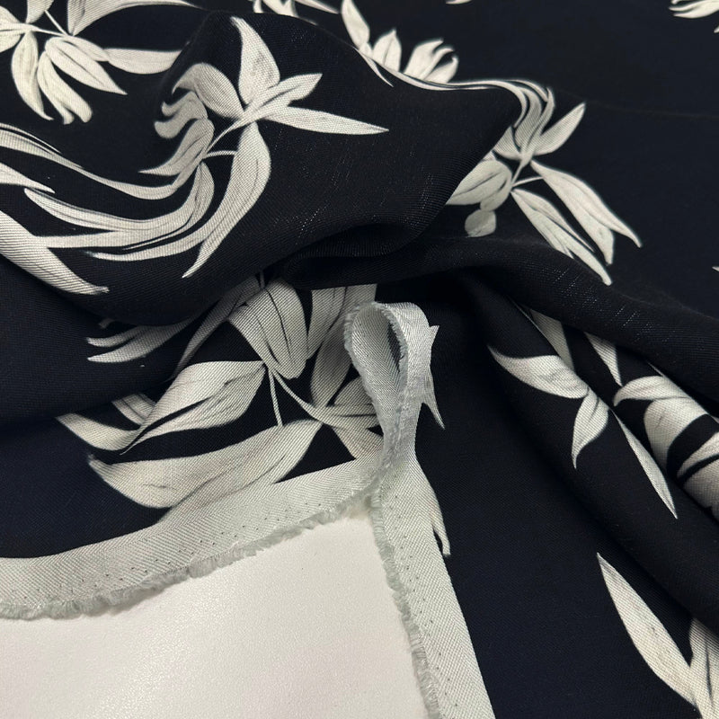 Imperfetto - Tissu Toile Lin, Rayonne - Floral Tropical, Foglia