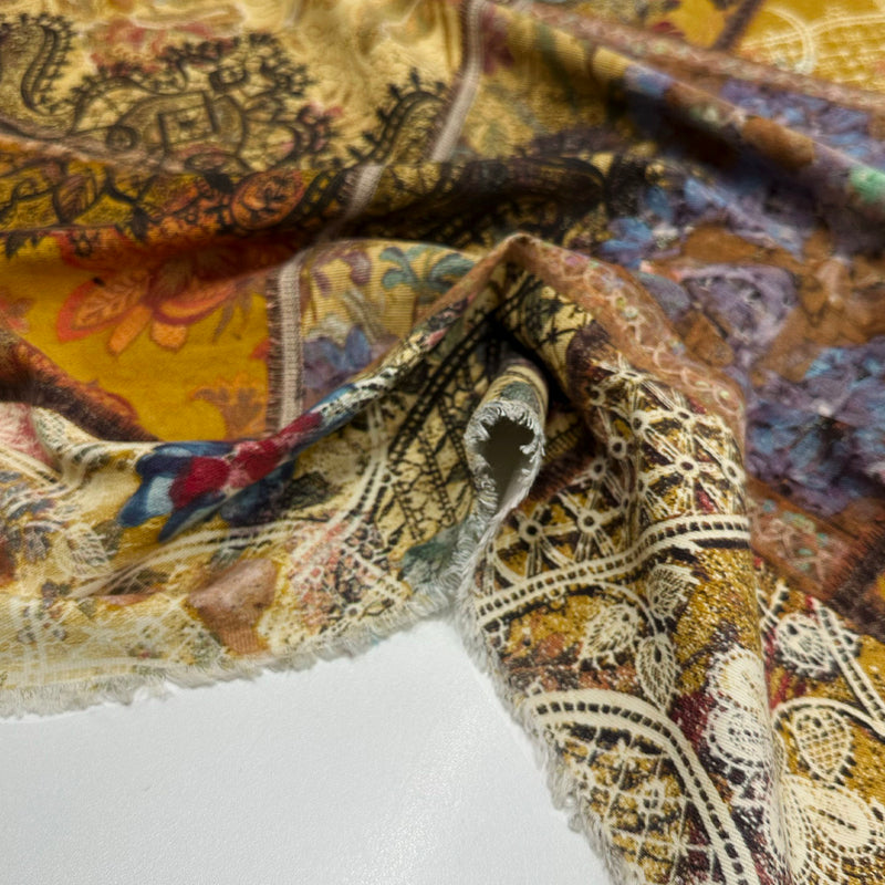 Tissu Gabardine Stretch, Coton - Cachemire Floral, Sicaria