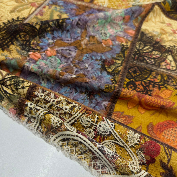 Tissu Gabardine Stretch, Coton - Cachemire Floral, Sicaria