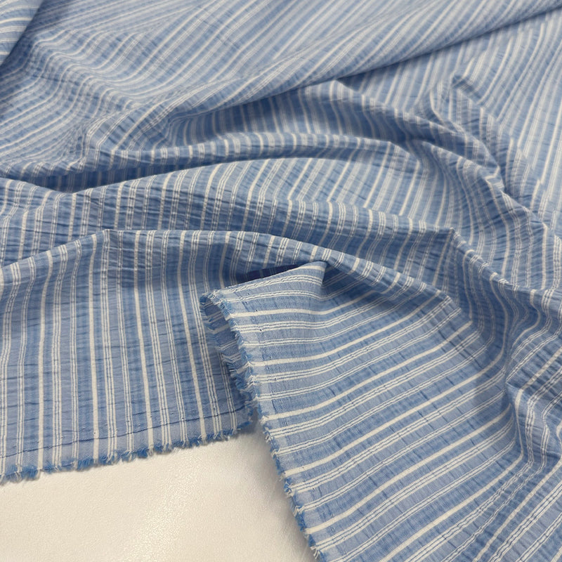 Tissu Seersucker Gaufré Stretch, Coton - Rayé, Piceva