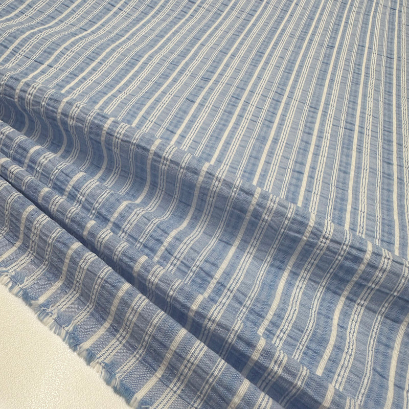 Tissu Seersucker Gaufré Stretch, Coton - Rayé, Piceva