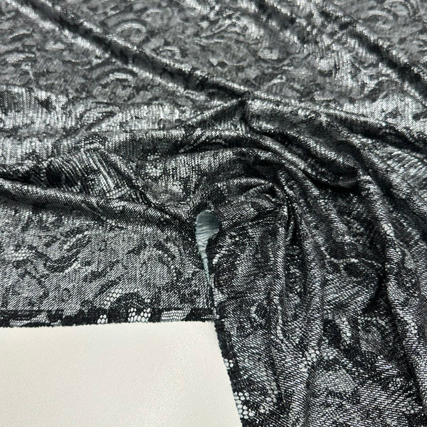 Tissu Plissé - Motif Dentelle Floral Métallisé, Divaia