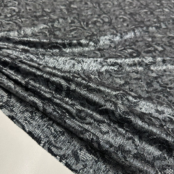 Tissu Plissé - Motif Dentelle Floral Métallisé, Divaia