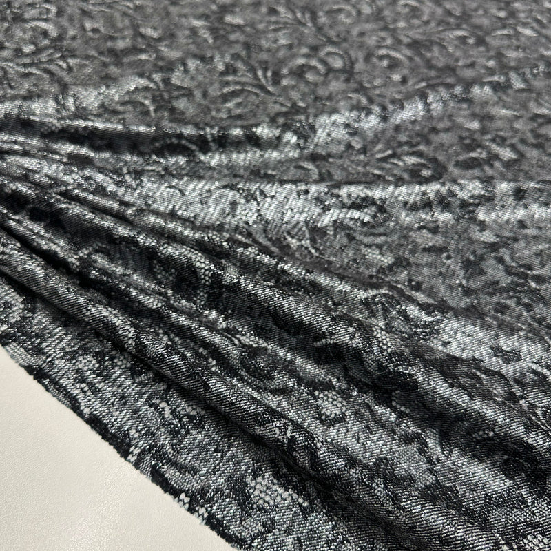 Tissu Plissé - Motif Dentelle Floral Métallisé, Divaia