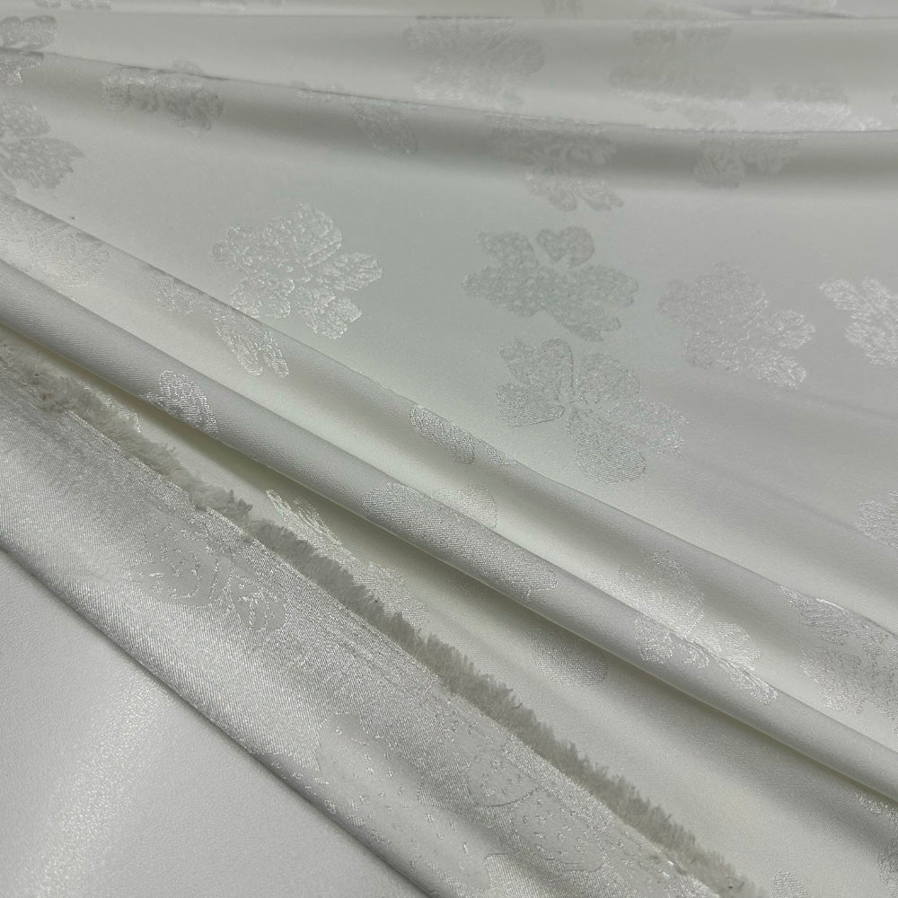 Tissu Jacquard Léger Stretch - Blanc naturel, Glamora