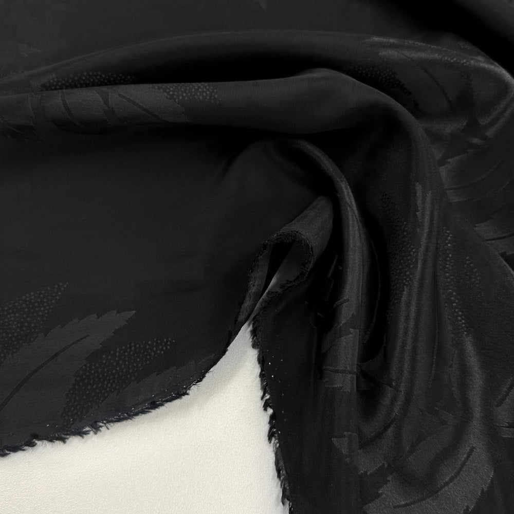 Imperfetto - Tissu Jacquard Souple, Viscose - Floral Feuilles, Fiammata