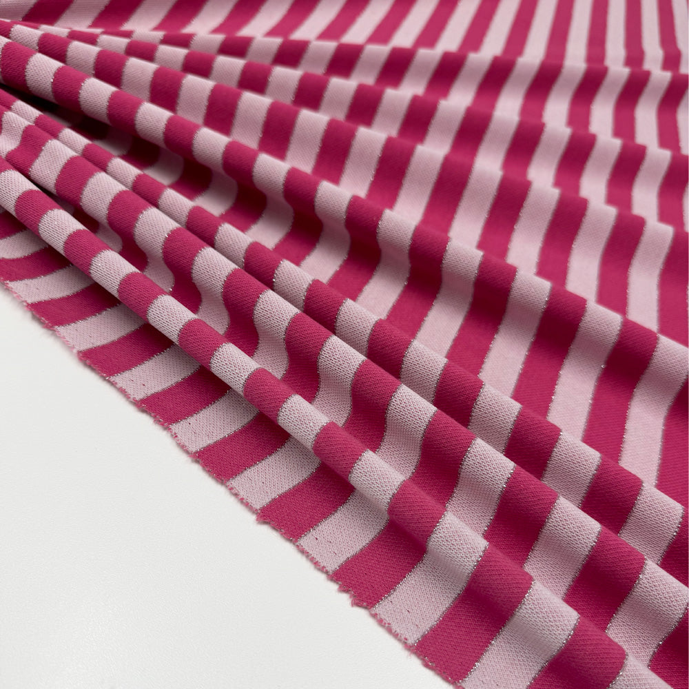 Tissu Maille Jersey, Coton - Métallisé Rayé, Labir