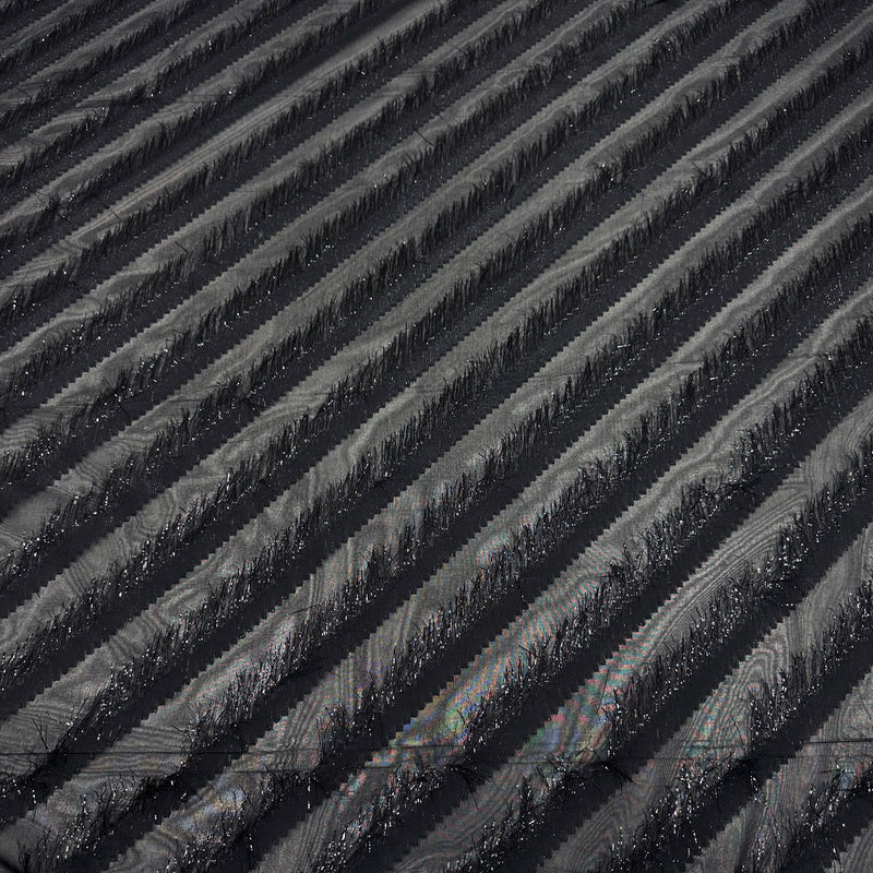 Tissu Lancé-Découpé - Frange Noir Métallisé, Elettra