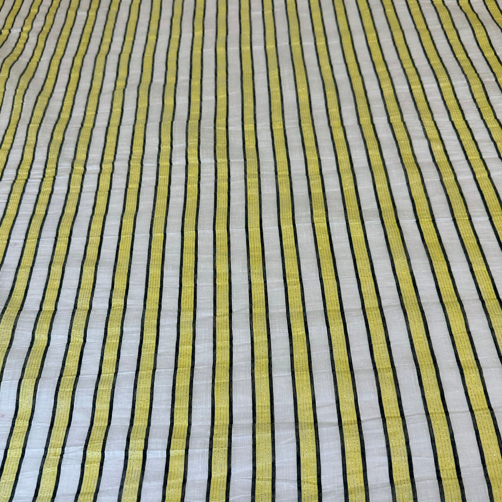 Tissu Organdi Lin, Polyester - Métallisé Rayé, Soleo