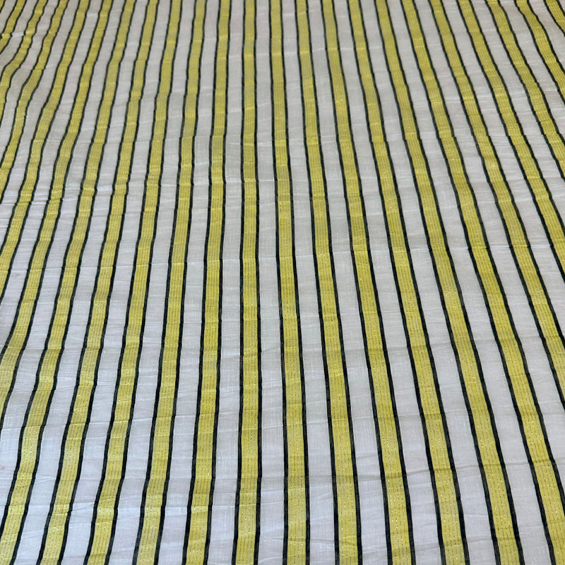 Tissu Organdi Lin, Polyester - Métallisé Rayé, Soleo