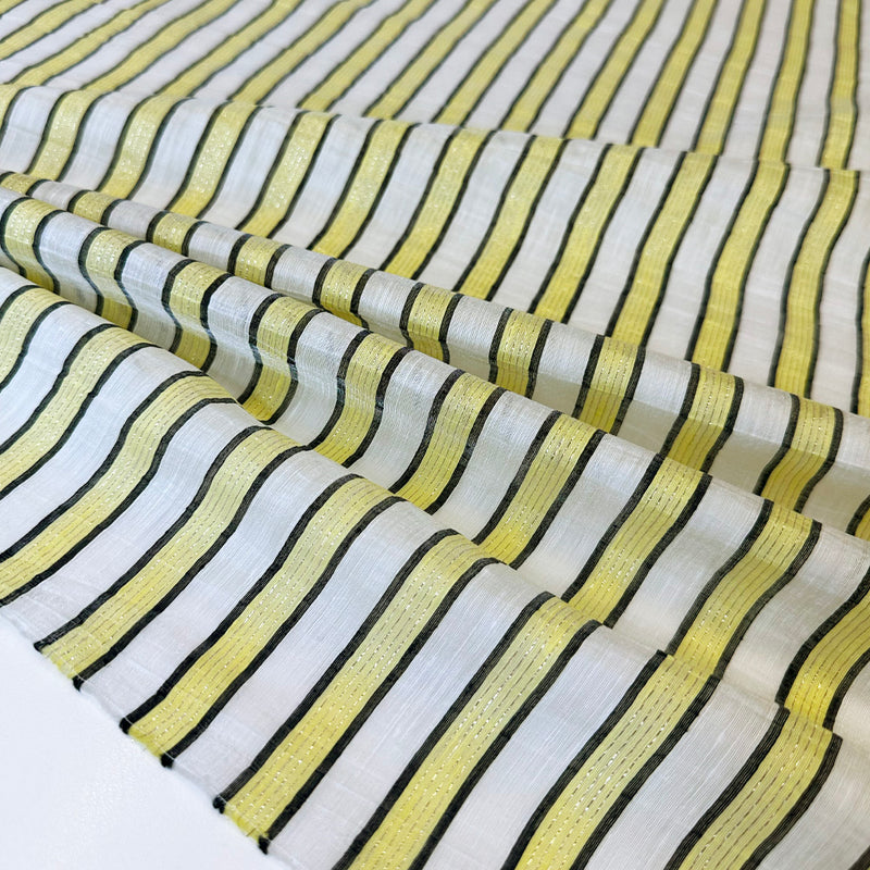 Tissu Organdi Lin, Polyester - Métallisé Rayé, Soleo