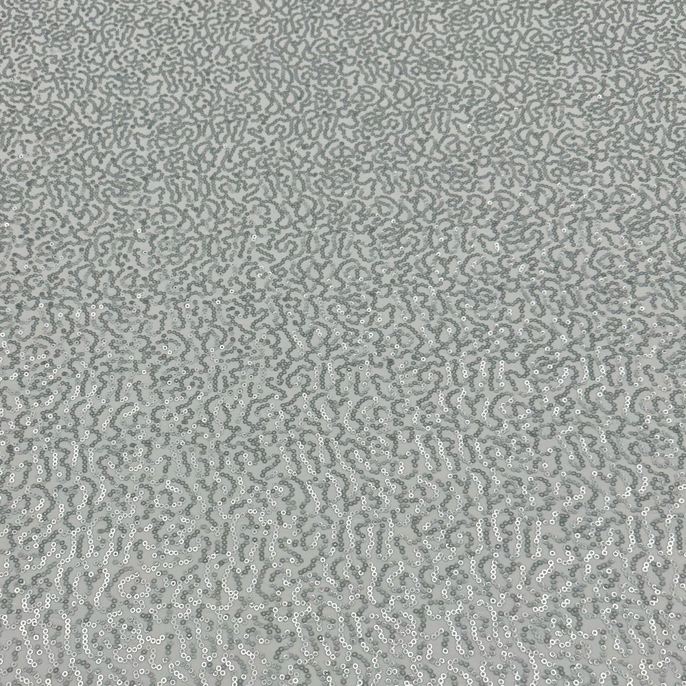 Tissu Lycra Brodé Stretch, Paillettes - Argent, Sparka