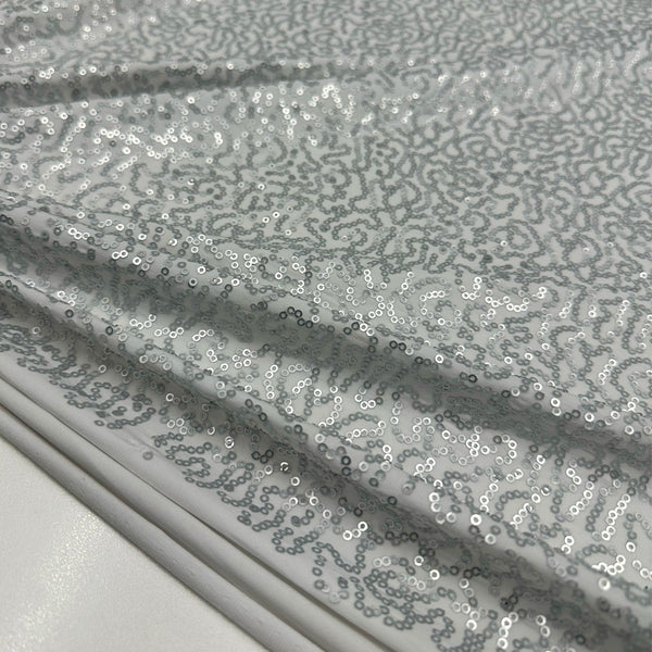 Tissu Lycra Brodé Stretch, Paillettes - Argent, Sparka