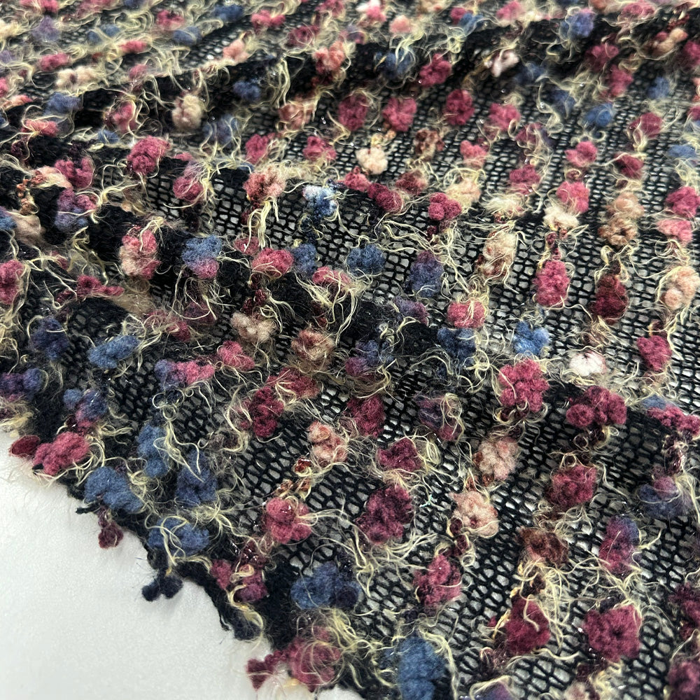 Tissu Maille Bouclette, Viscose Coton - Violet, Aradeo