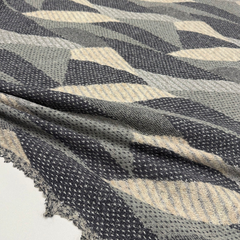 Tissu Maille Jacquard, Laine - Argent Métallisé, Brillia