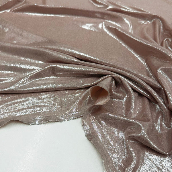 Tissu Maille Jersey - Enduit Métallisé Rose Pâle, Maretta