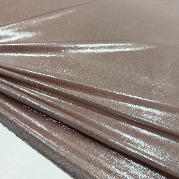 Tissu Maille Jersey - Enduit Métallisé Rose Pâle, Maretta