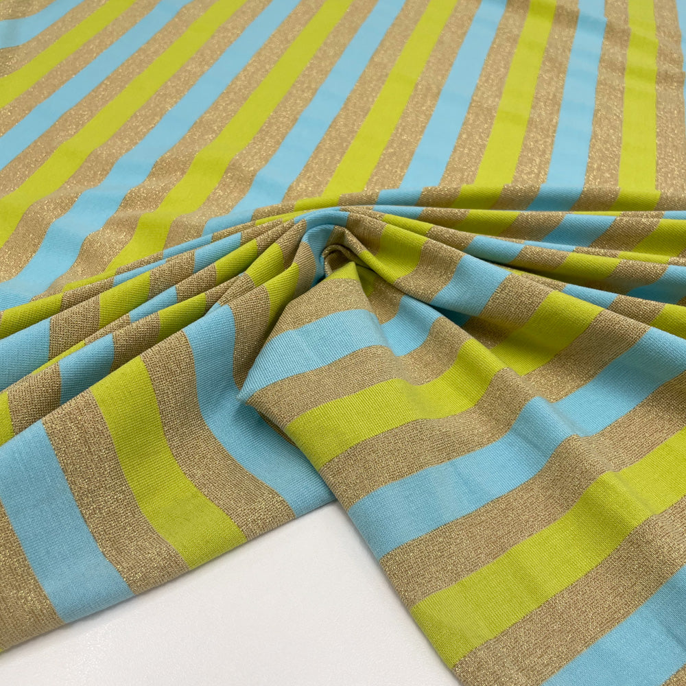 Tissu Maille Jersey, Viscose - Métallisé Rayé, Stripo