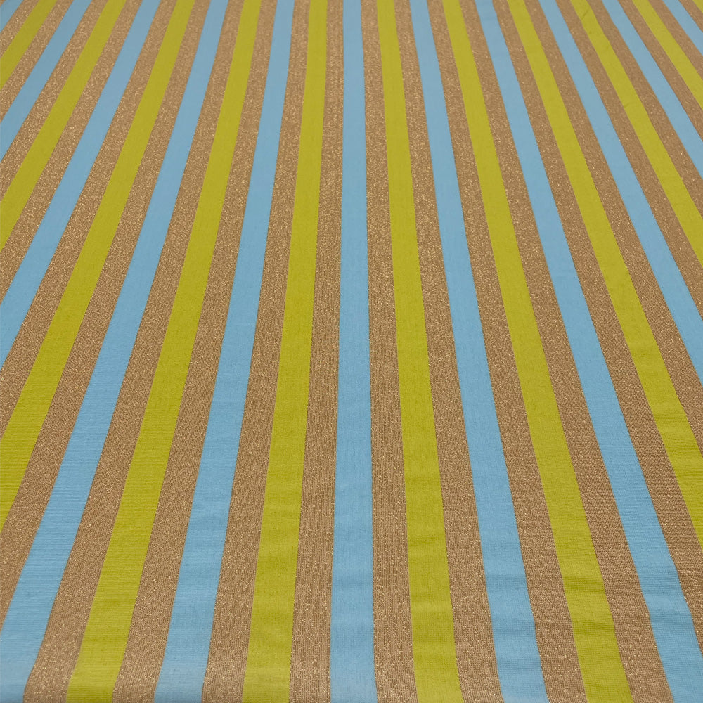 Tissu Maille Jersey, Viscose - Métallisé Rayé, Stripo