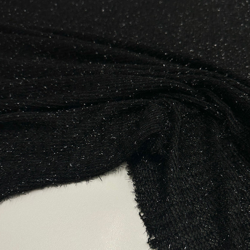Tissu Maille Stretch - Métallisé Noir, Glinta