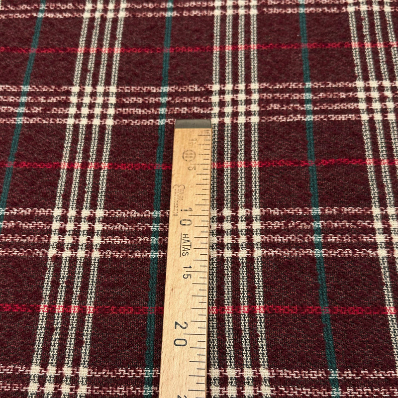 Tissu Tweed, Laine Coton - Carreaux Rouge Ancien, Stradella
