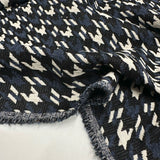 Tissu Manteau, Laine Paillettes - Bleu Pied de coq, Brando