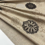 Tissu Manteau Drap Brodé, Laine - Beige, Brento