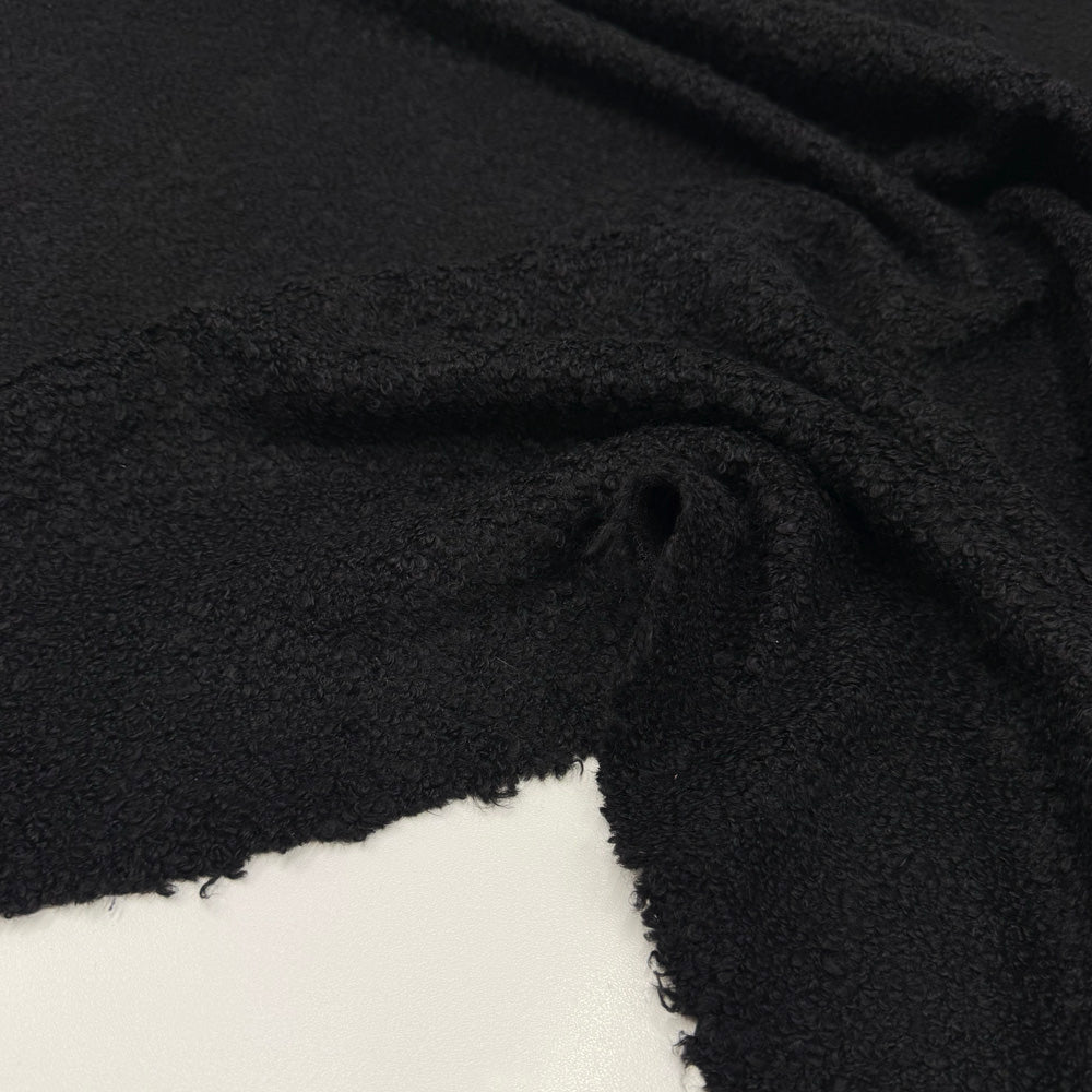 Tissu Manteau, Laine Bouclette - Noir, Avanzo