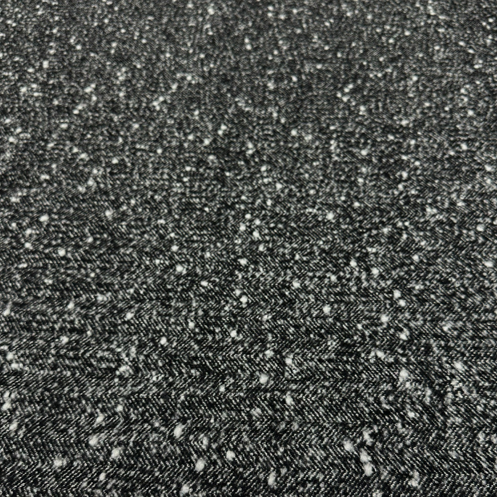 Tissu Manteau, Laine - Chevron Chiné Noir Blanc, Lamia