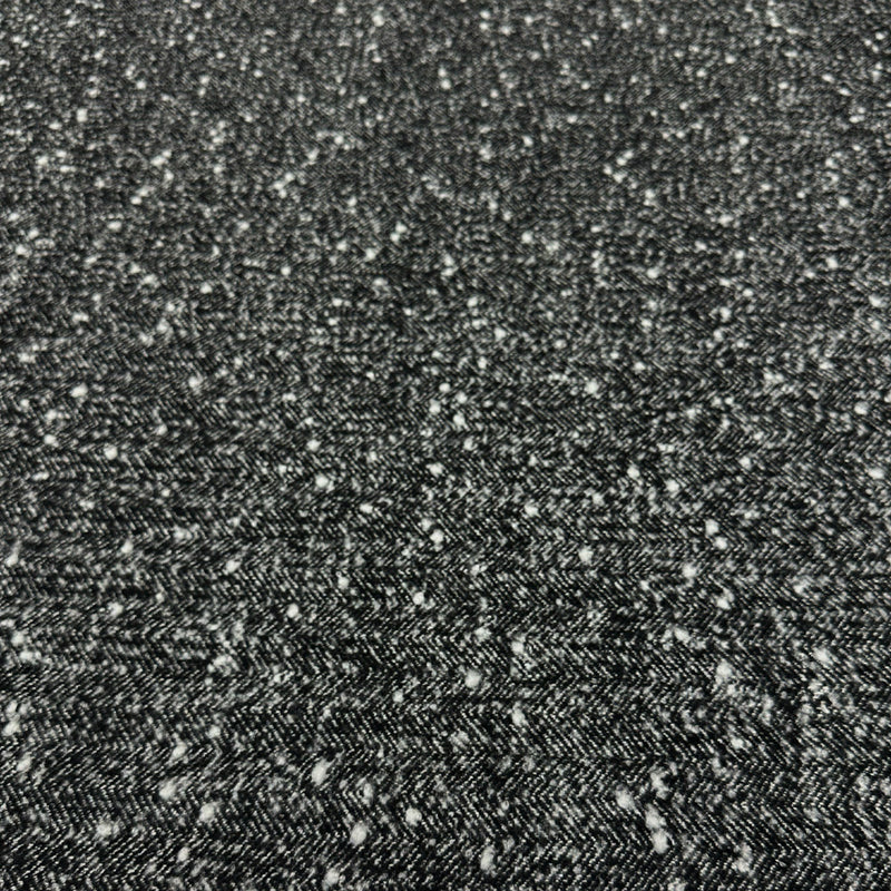 Tissu Manteau, Laine - Chevron Chiné Noir Blanc, Lamia