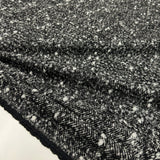 Tissu Manteau, Laine - Chevron Chiné Noir Blanc, Lamia