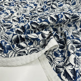 Tissu Matelassé, Coton - Floral Bleu, Rosario