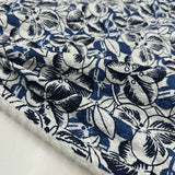 Tissu Matelassé, Coton - Floral Bleu, Rosario