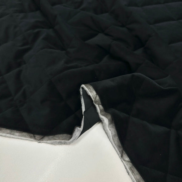 Tissu Matelassé Velours - Double Face Noir, Tessaro