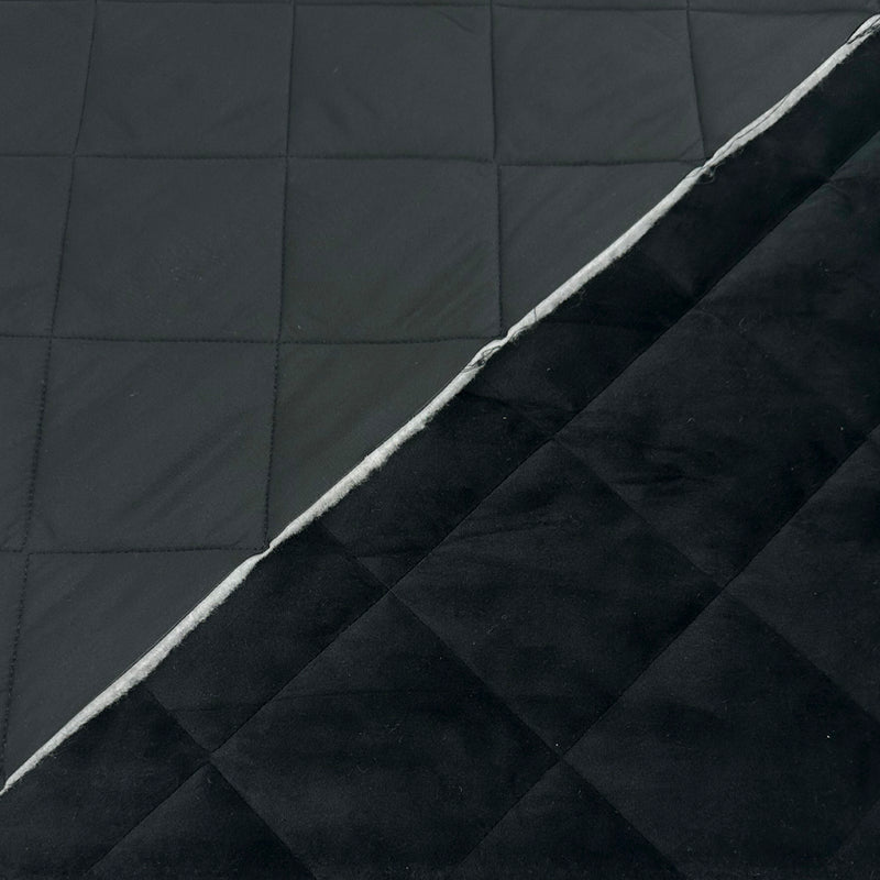 Tissu Matelassé Velours - Double Face Noir, Tessaro