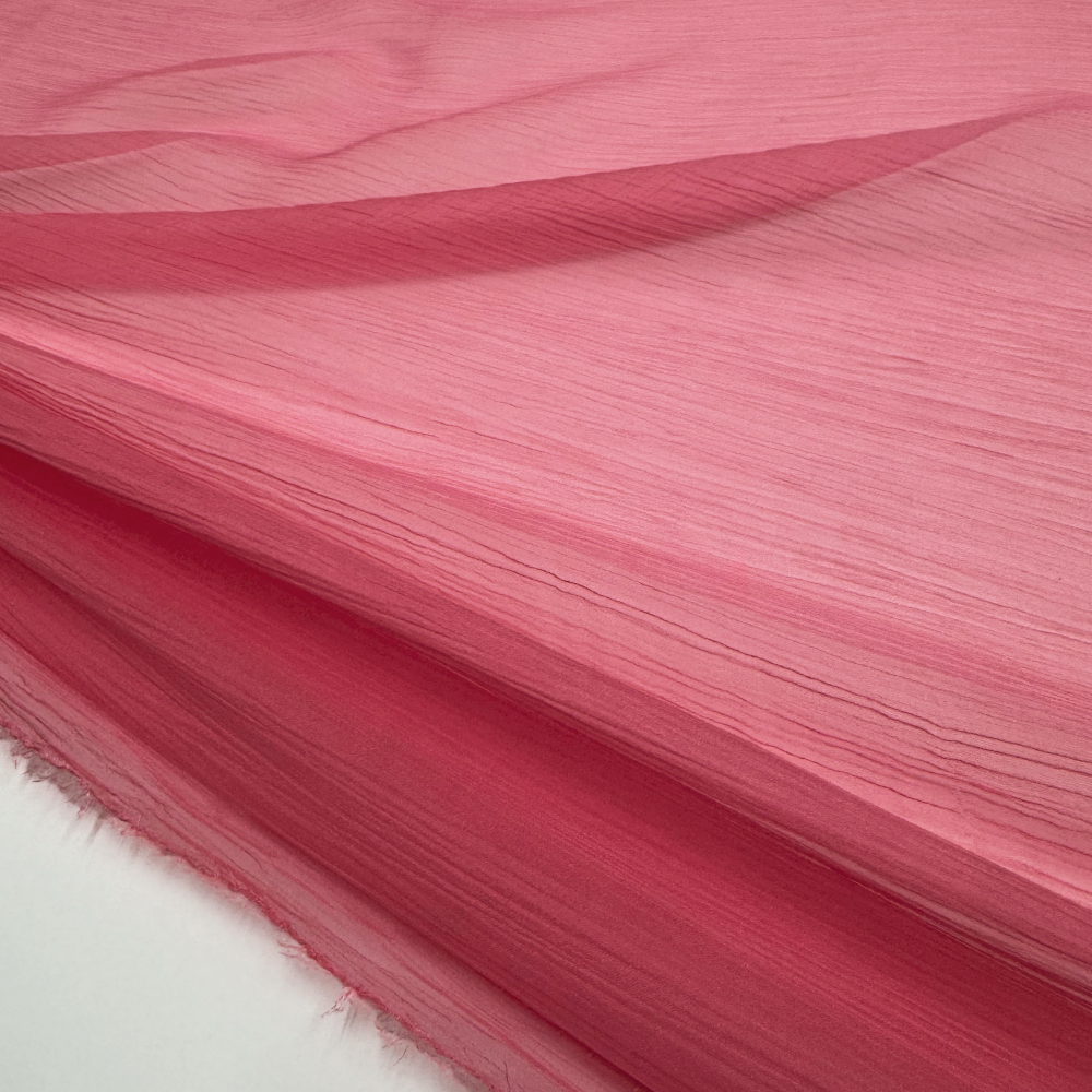 Tissu Mousseline Crinkle, Soie - Orangine