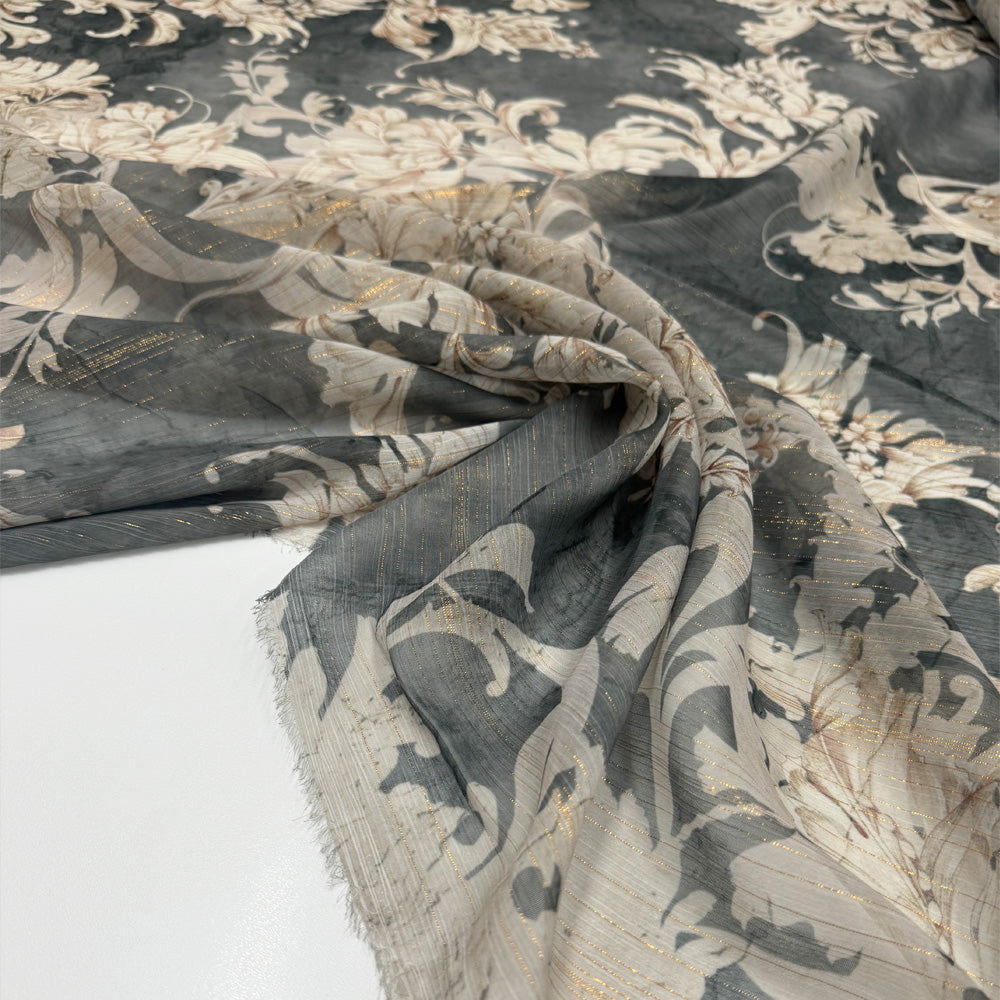 Tissu Mousseline, Polyester - Métallisé Fileté Cachemire, Barocca