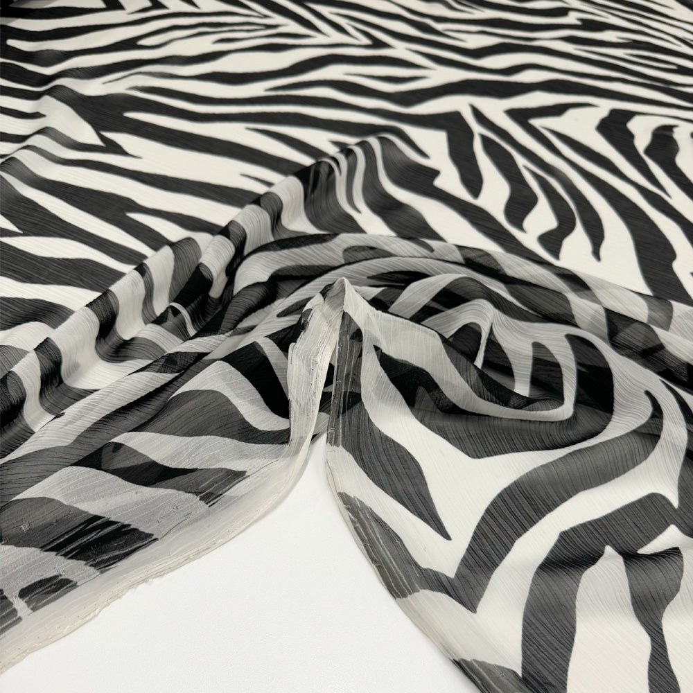 Tissu Mousseline Crinkle, Soie - Animalier, Zebrata