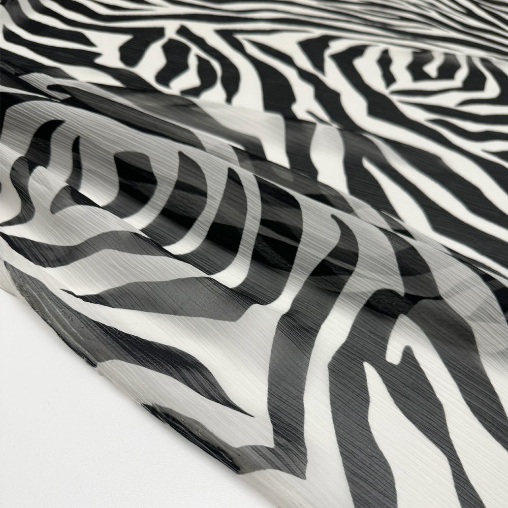 Tissu Mousseline Crinkle, Soie - Animalier, Zebrata