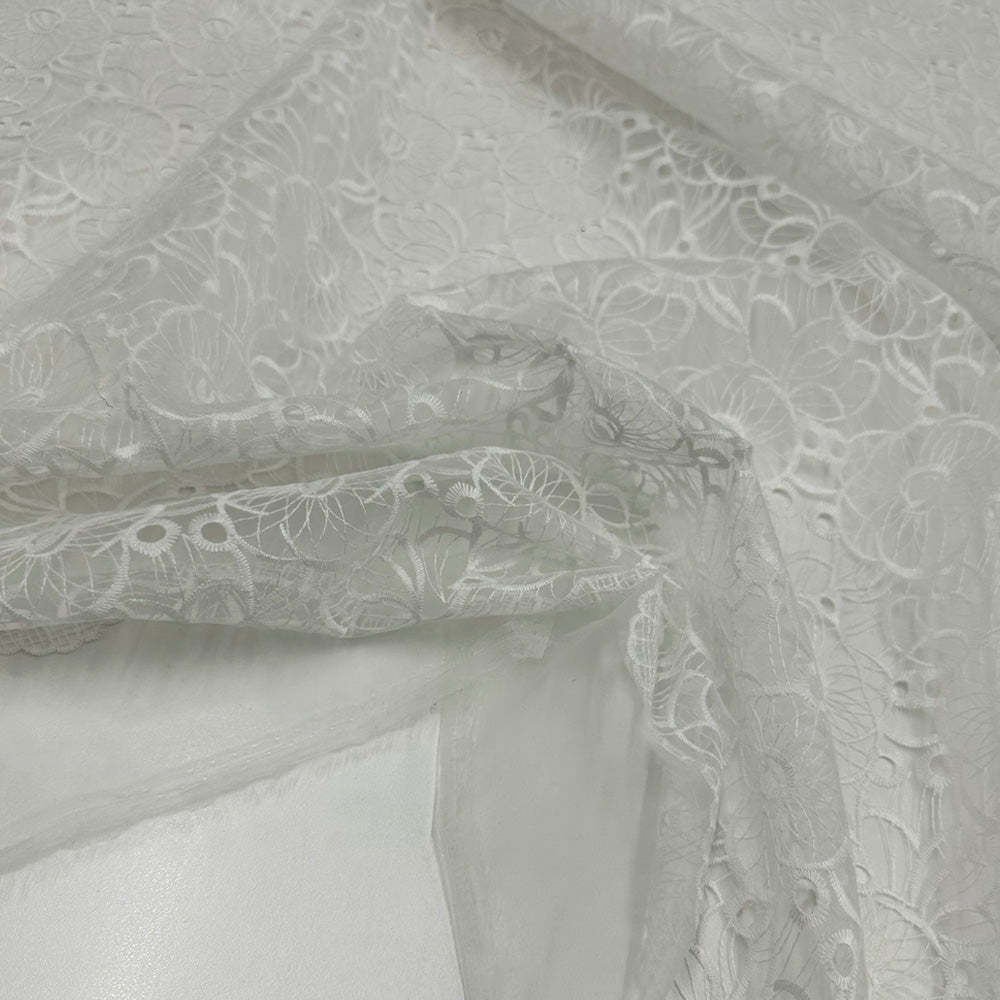 Tissu Organza Brodé, Polyester - Floral, Fiorita