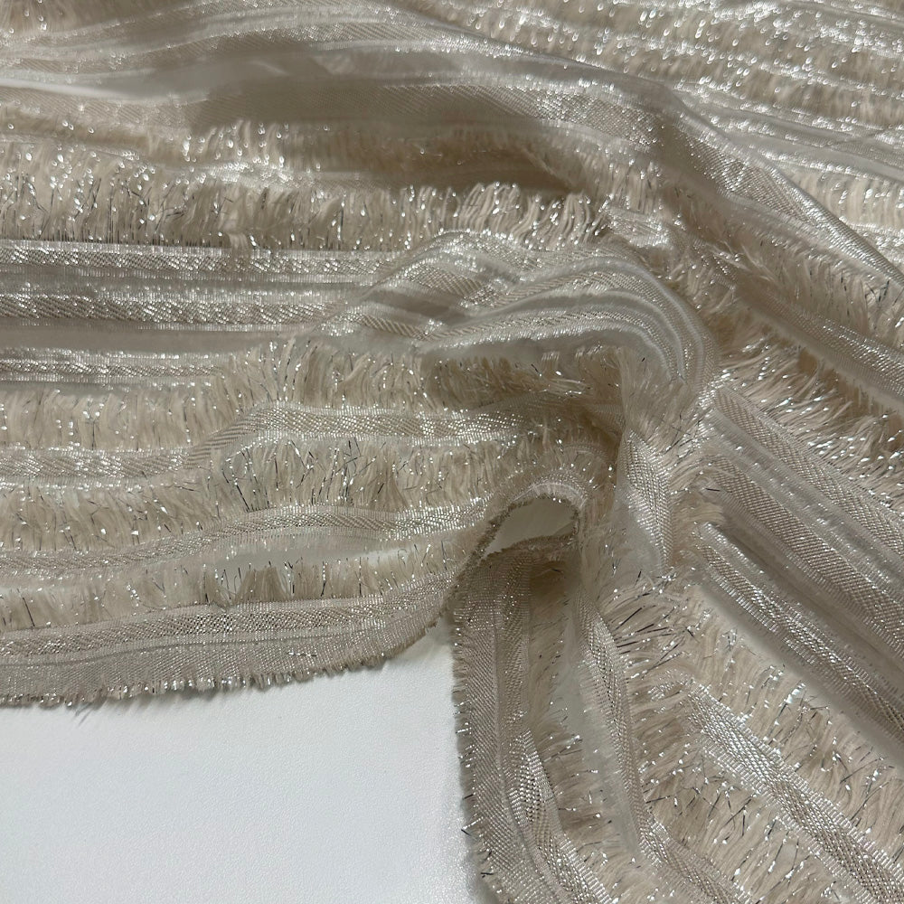 Tissu Lancé-découpé Organza - Frange Platine, Euphoria