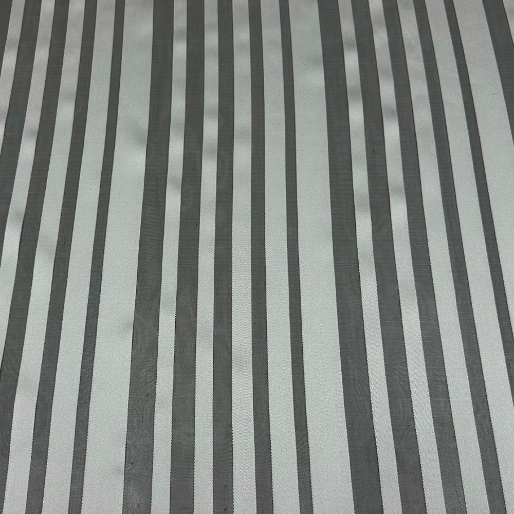 Tissu Organza Lancé-Découpé, Soie - Rayé Argent, Andora