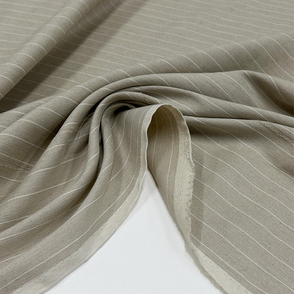 Imperfetto - Tissu Lin Viscose - Rayé, Natura
